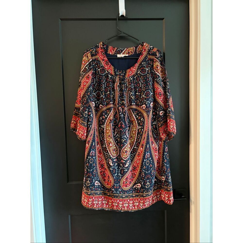 Altar’d State Navy Paisley Floral Tunic Dress Size M